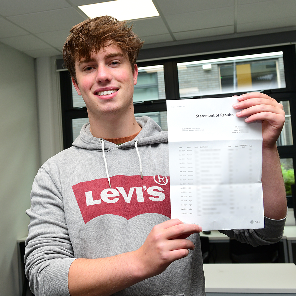 Image of student receiving exam results