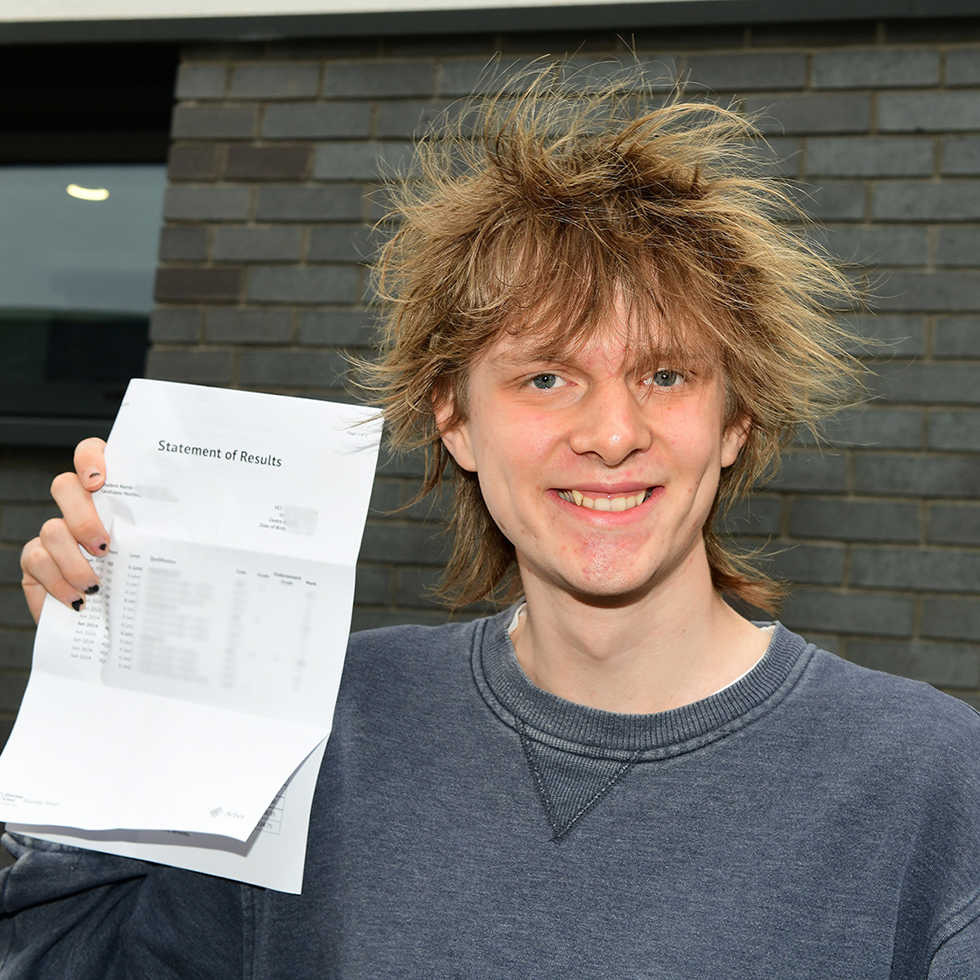 Image of student receiving exam results